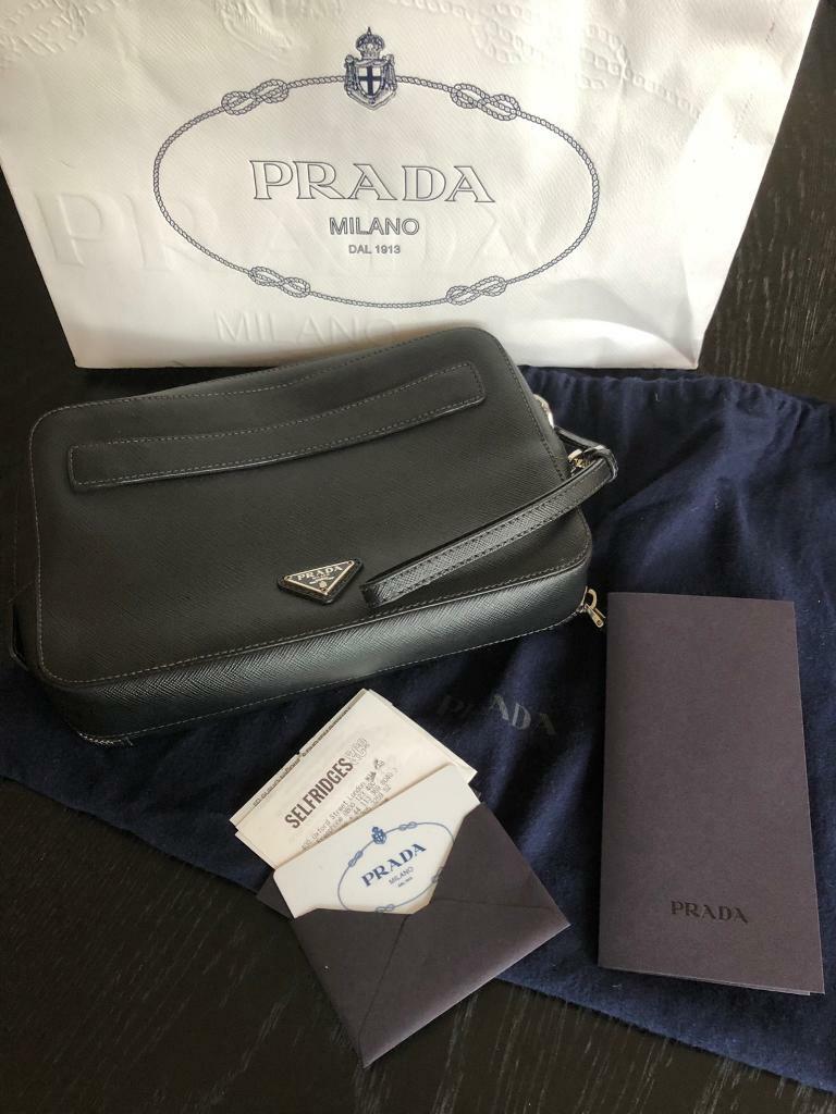 prada saffiano men's clutch bag
